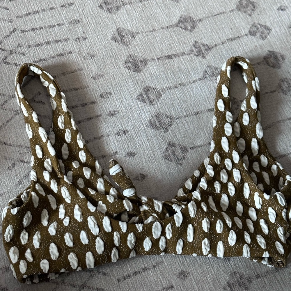 MARA HOFFMAN Rio Knot Bikini‎ Top - Cream/Green Sz small - Picture 3 of 4